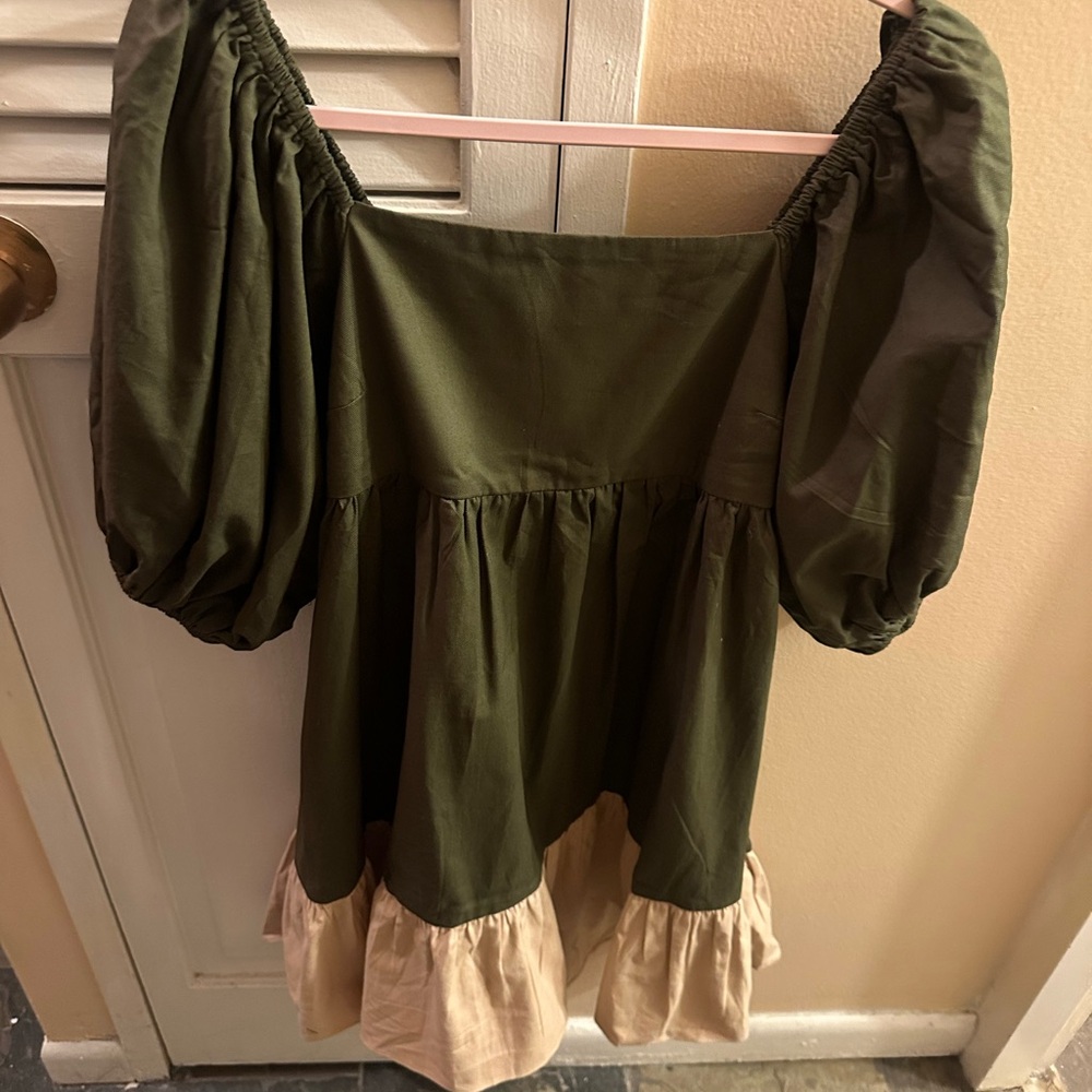 Anthropologie X Sachin & Babi Moss and Beige Dress